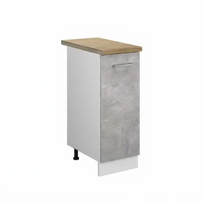 Vicco Meuble de cuisine Béton/Blanc 30cm plan de travail Chêne doré