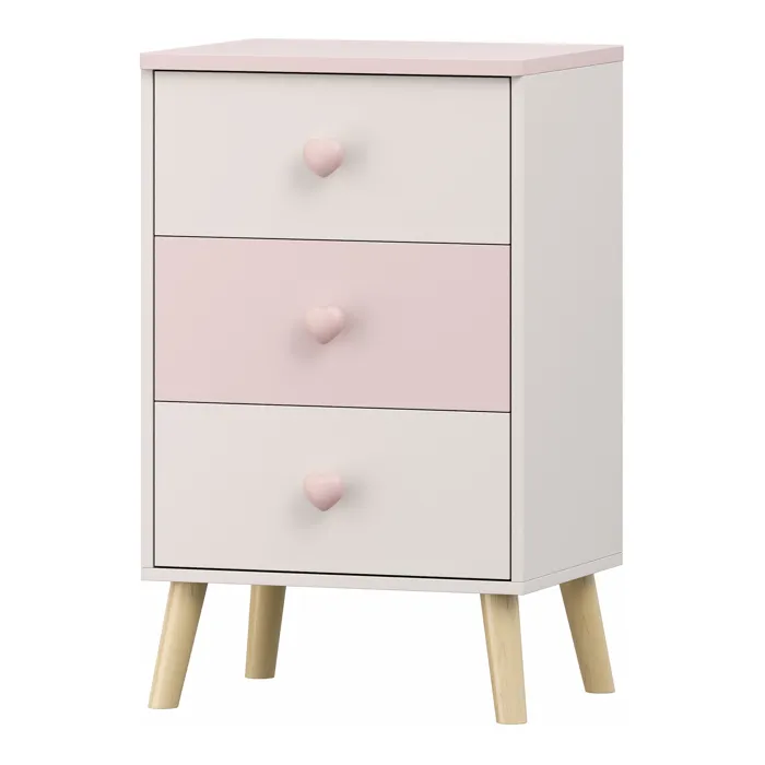 Commode pour enfants Sandnes 62 x 38 x 30 cm blanc rose en.casa