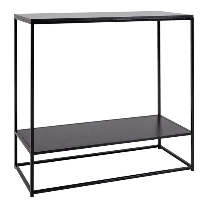 HARALD - Console Acier Noir et Plateau Aspect Bois Noir