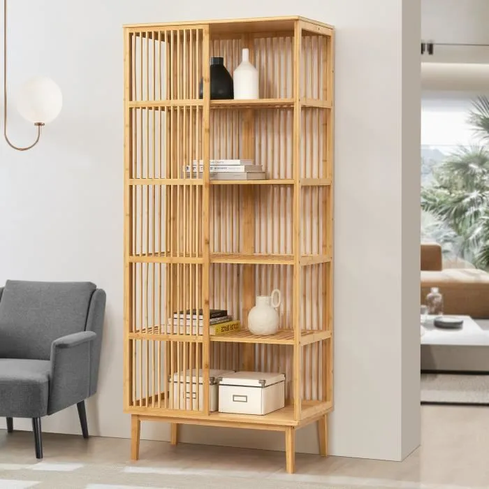 Étagère autoportante Trundholm en bambou 185 x 80 x 45 cm naturel en.casa