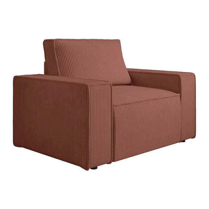 Fauteuil en velours côtelé rose AMELIA