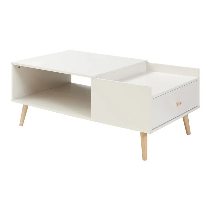 Table basse Hallevil avec tiroir 106 x 59 x 44 cm blanc en.casa