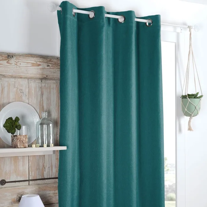 Rideau occultant et isolant doublé de polaire (140x260 cm - Bleu Canard)