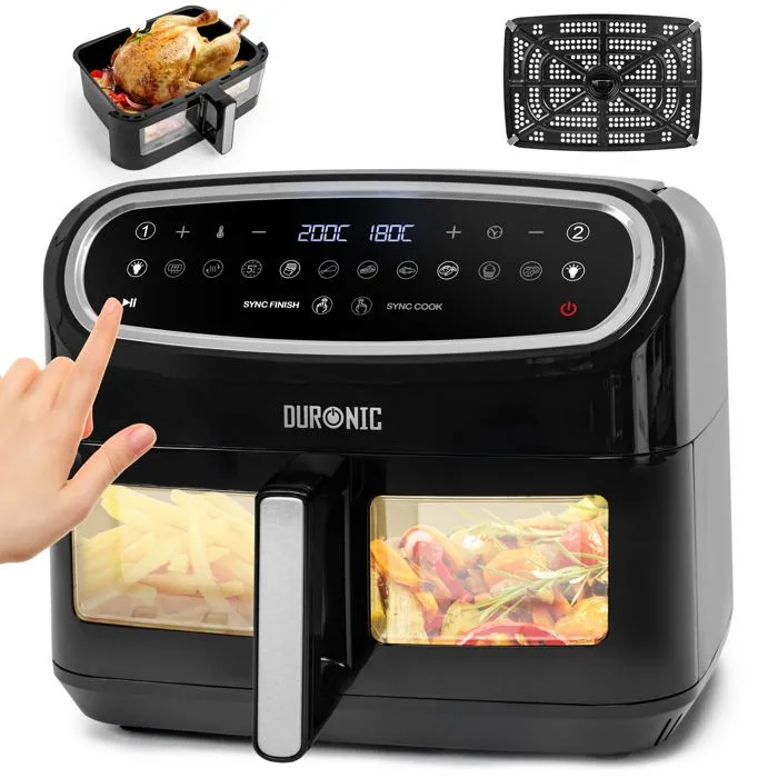 Friteuse À Air Avec 1 Grand Tiroir De 10l Programmes De Cuisson Préréglés Sans Huile Duronic Af14 Bk