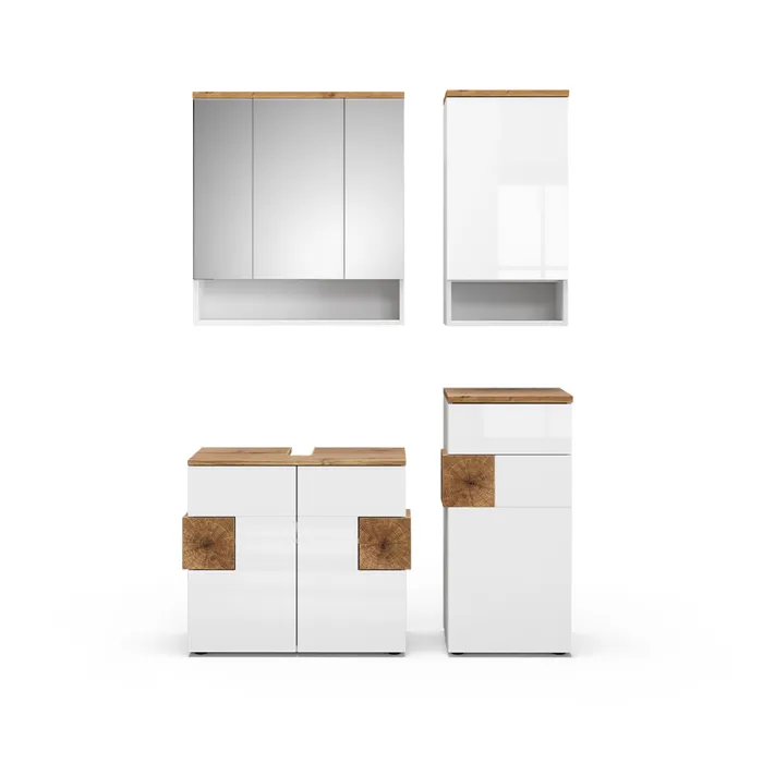 Vicco Ensemble de meubles de salle de bain Blanc Haute brillance 4 pièces