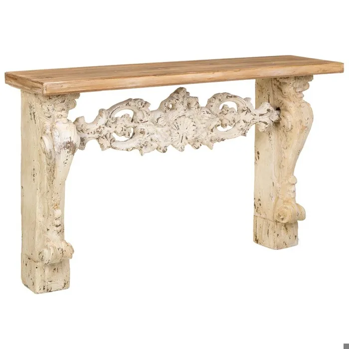 Meuble D'entrée En Bois Et Magnésium Beige 146 X 32 X 90 Cm (h)