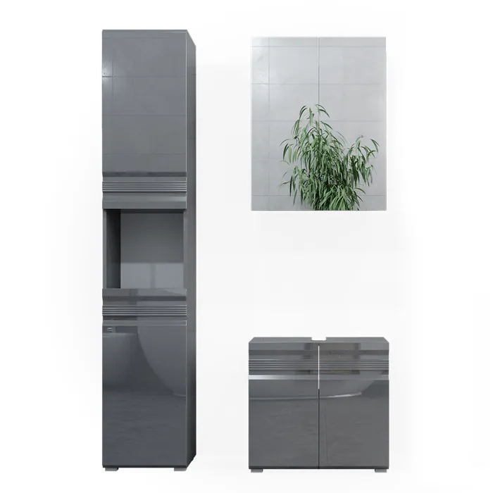 Vicco Meubles bain Anthracite Haute brillance 3 pièces