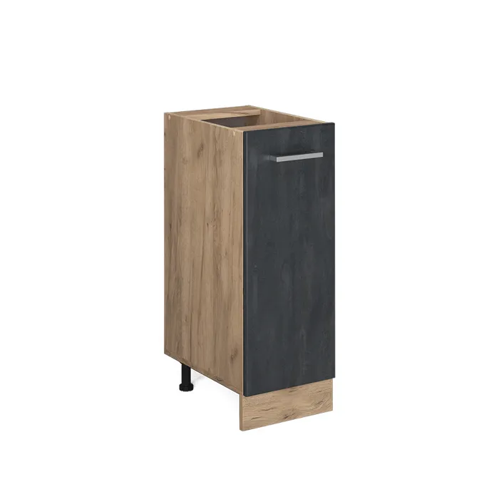Vicco Meuble de cuisine Béton noir/Chêne doré 30cm sans plan de travail
