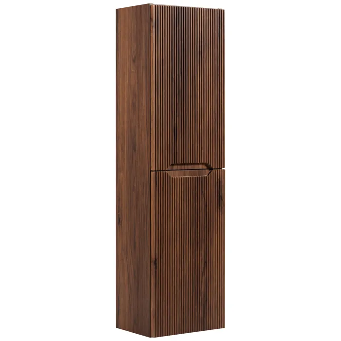 Meuble colonne suspendu de salle de bains NOVO effet noyer Warmia 35 x 130 cm