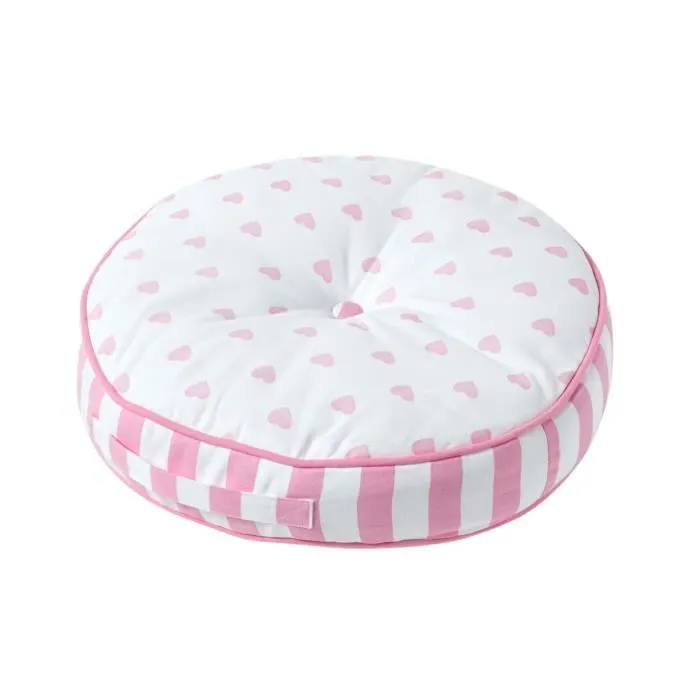 Coussin De Sol Rond Pour Enfants Rose Et Blanc À Motif Cœurs Ø 43cm - Homescapes