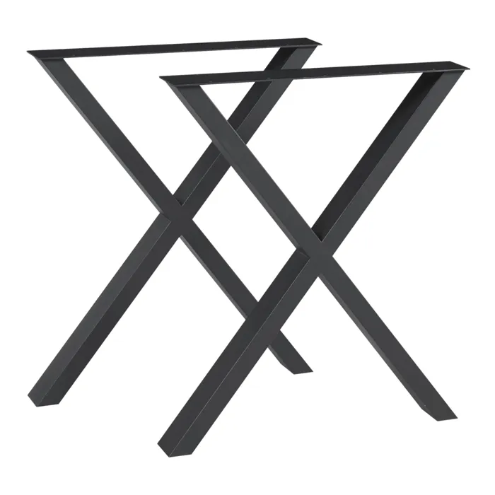 Lot de 2 pieds de table Greith acier 72 x 59 cm noir en.casa
