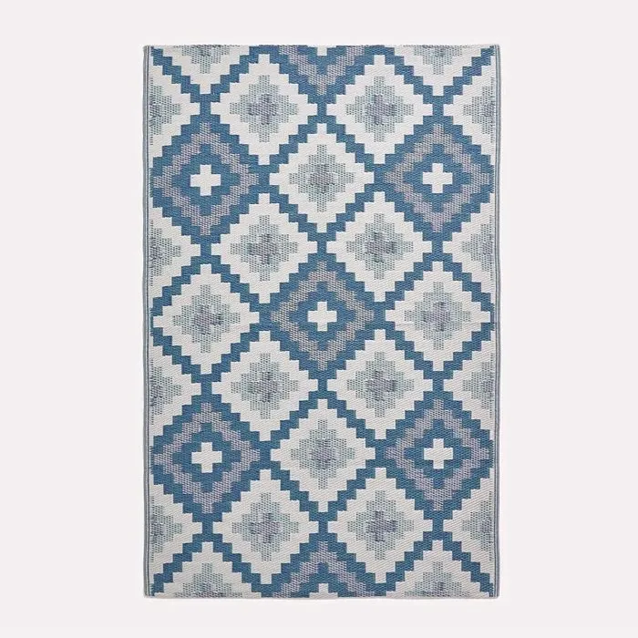Tapis extérieur terrasse réversible - Tapis de jardin imperméable et résistant UV - Mia - Bleu - 150x240 cm - HOMESCAPES