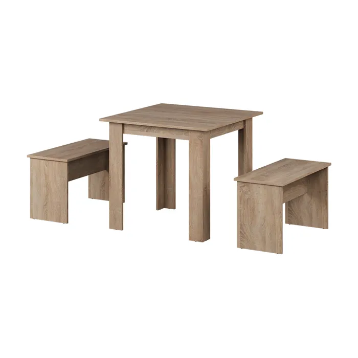 Vicco Ensemble de table à manger Sonoma 80x80cm avec 2 bancs