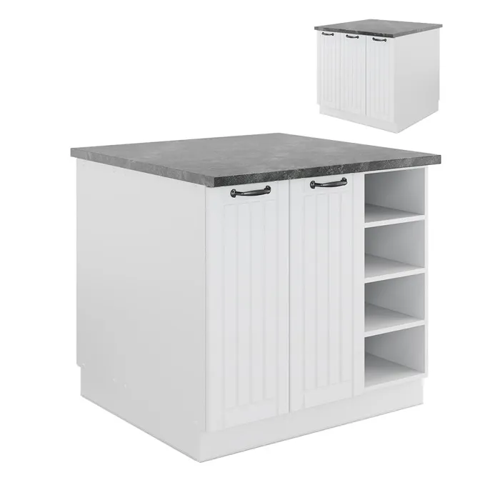 Vicco Îlot de cuisine Blanc campagne/blanc 90cm sans PT