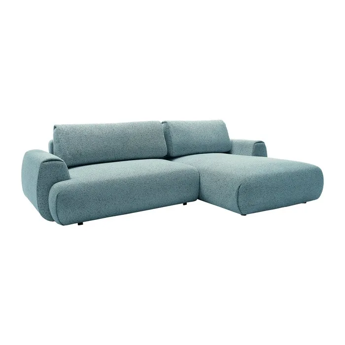 Canapé d'angle droit convertible en tissu chiné bleu MONELIA