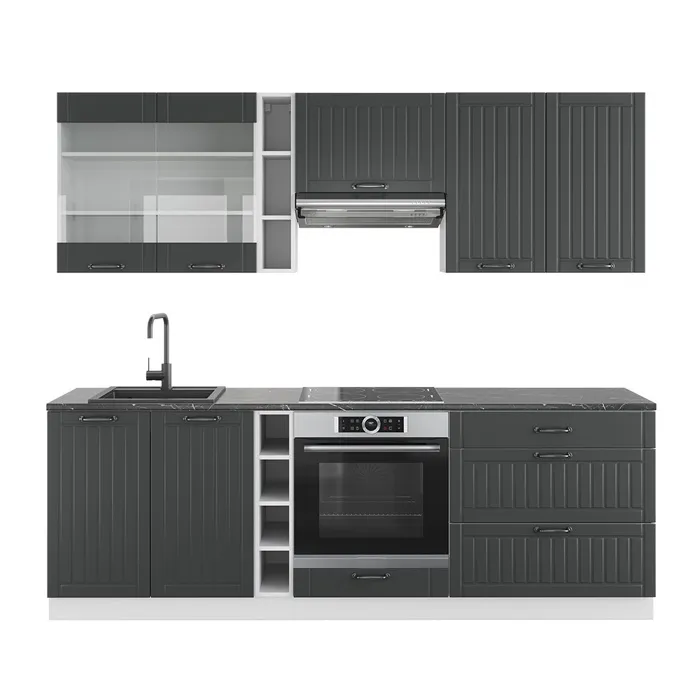 Vicco Cuisine Anthracite maison de campagne/blanc 235cm, PT Anthracite