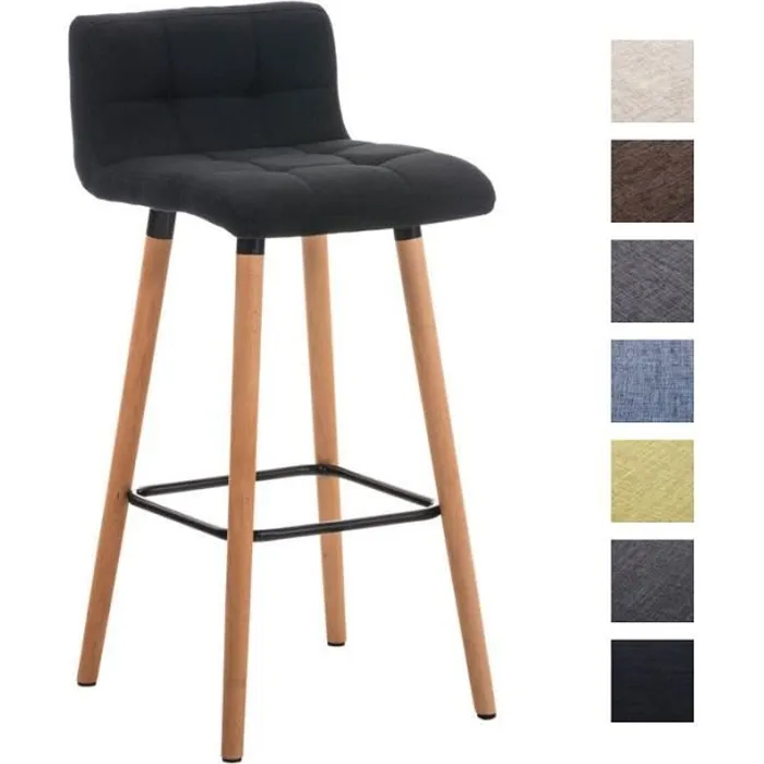 Tabouret De Bar Lincoln En Tissu Noir