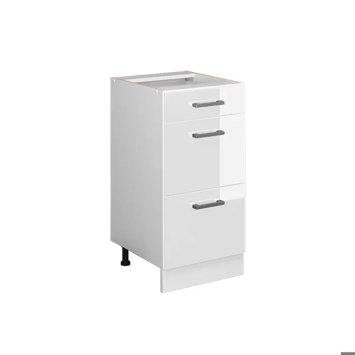 Vicco Meuble cuisine Blanc Haute brillance 40cm avec tiroirs, sans PT