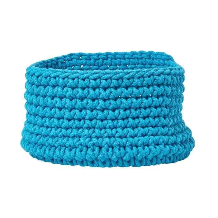 Petit Panier Rond Tressé En Tricot Sarcelle 37x21cm - Homescapes