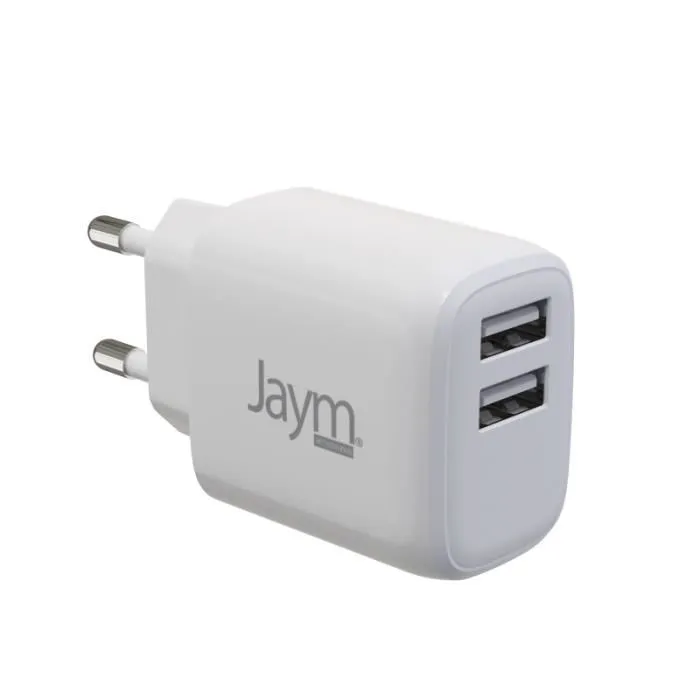 Chargeur Secteur Rapide Double Usb-a 12w 2,4a Blanc Jaym