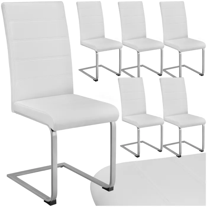 Lot De 6 Chaises Style Scandinave Housse En Cuir Synthétique Blanc