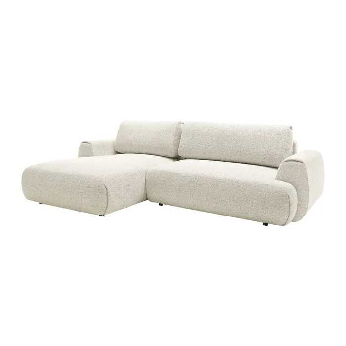 Canapé d'angle gauche convertible en tissu chiné beige MONELIA