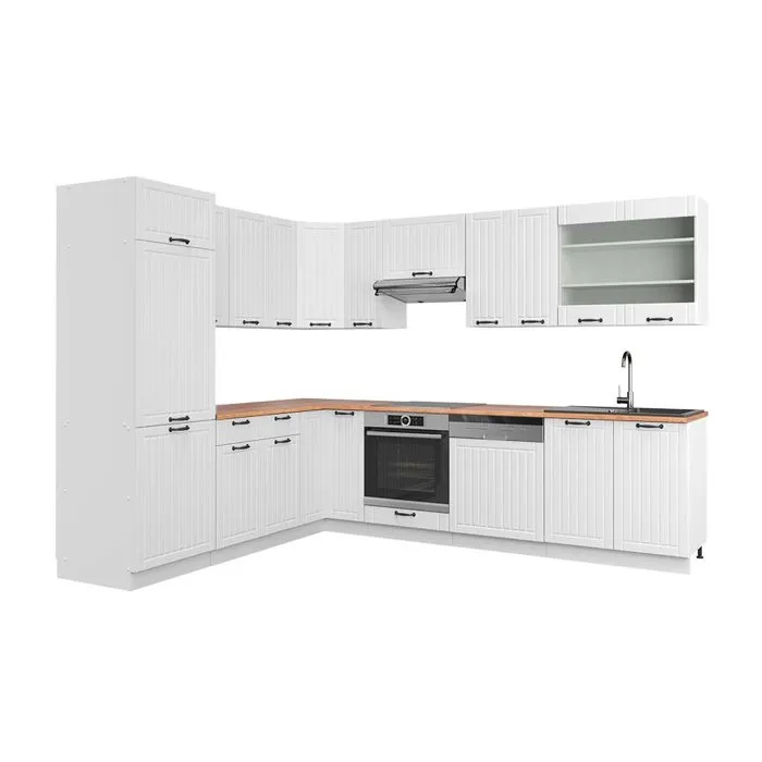 Vicco Cuisine en angle Blanc campagne/Blanc 287 x 227 cm, PT Chêne