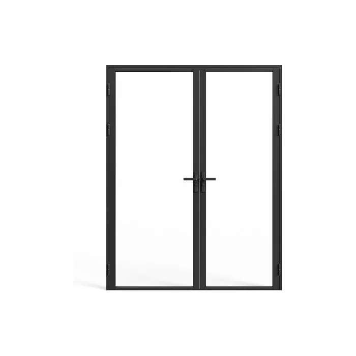 Bloc porte réversible à deux battants en aluminium et verre trempé - 2 x H204 x L93 cm - Noir - LOXTON