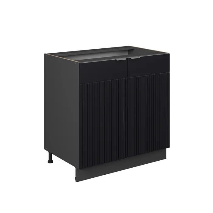 Vicco Meuble bas de cuisine Noir rayé/Anthracite 80cm sans plan de travail