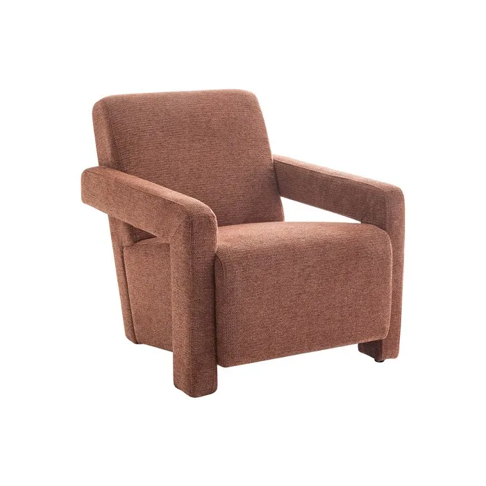 Fauteuil en tissu texturé terracotta ISPARTA