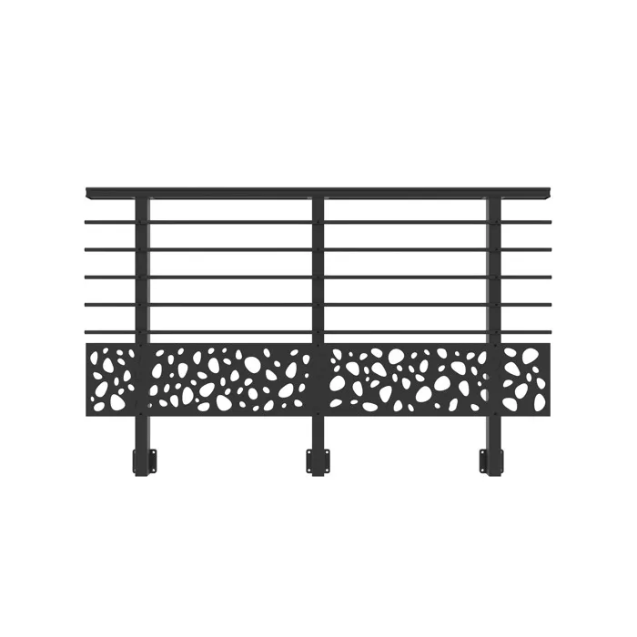 Garde-corps aluminium gris anthracite 190 cm à fixer sur mur avec accessoires - KORAB SUNNY motifs galets