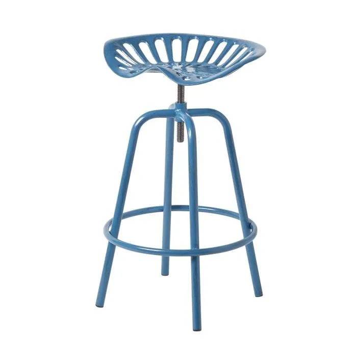 Tabouret Vintage Bleu Avec Siège De Tracteur Pivotant 70 Cm - Homescapes