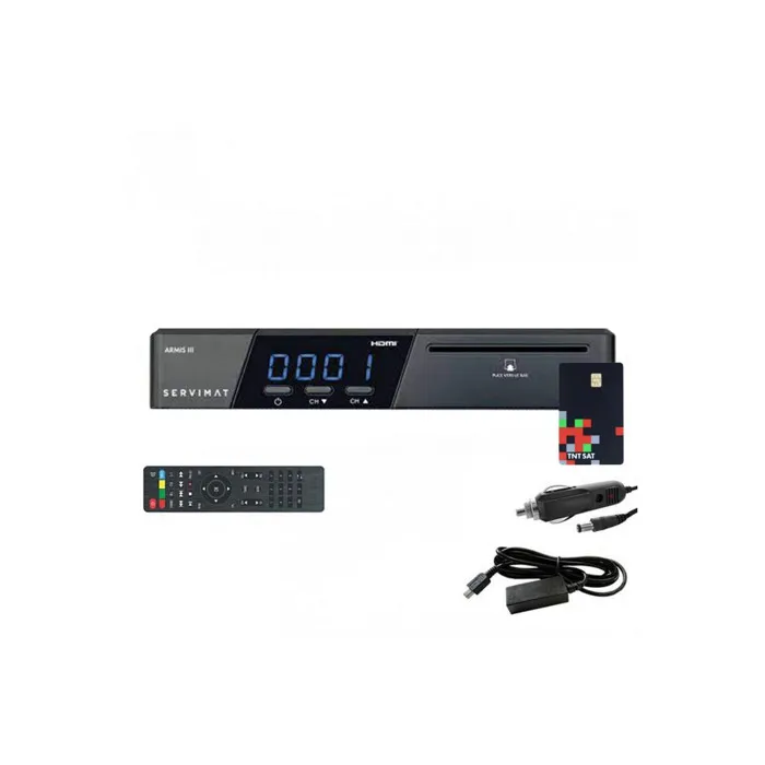 ARMIS 3 Récepteur satellite HD + Carte TNTSAT V6 + Câble 12V + Déport IR (ALIM 220V Non inclus) SERVIMAT