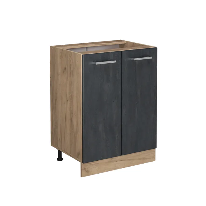 Vicco Meuble bas de cuisine Béton noir/Chêne doré 60cm sans plan de travail