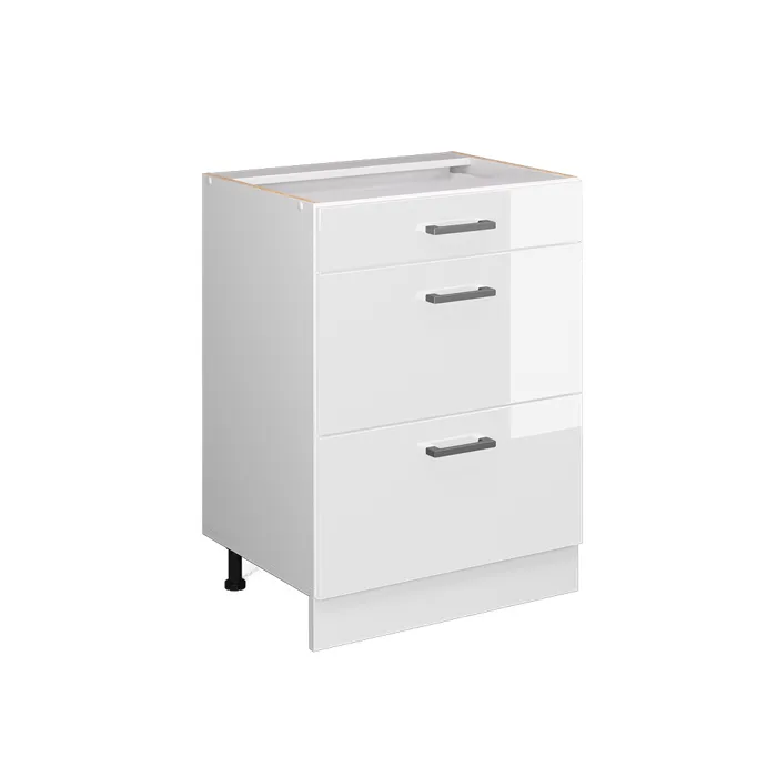 Vicco Meuble cuisine Blanc Haute brillance 60cm avec tiroirs, sans PT