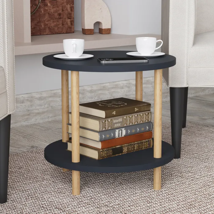 Table d'appoint Ves 49 x 42 cm gris en.casa
