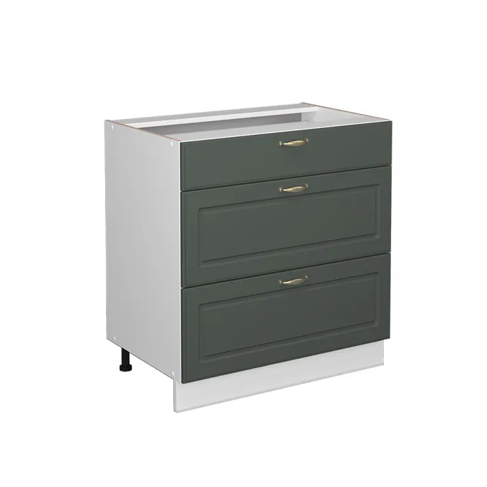 Vicco Meuble cuisine Vert Or Campagne 80cm avec 3 tiroirs, sans PT