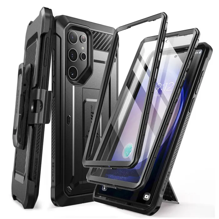 Coque Intégrale Pour Samsung Galaxy S24 Ultra Antichoc Avec Béquille Noir Supcase