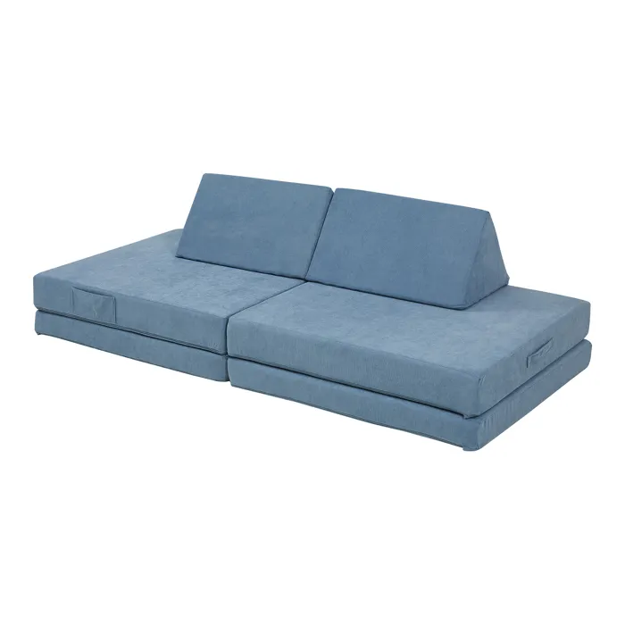 Canapé de jeu de 5 pièces Norhulta velours côtelé 150 x 66 x 46 cm bleu en.casa
