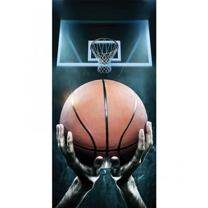 Drap De Plage En Coton - 70 X 140 Cm - Imprimé Basketball