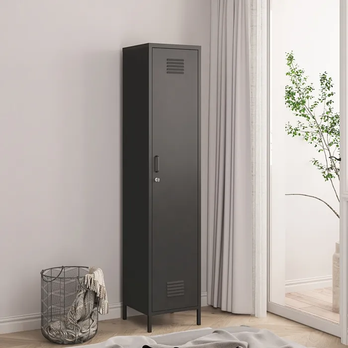 Armoire métallique Seinäjoki acier 180 x 38 x 38 cm noir mat en.casa