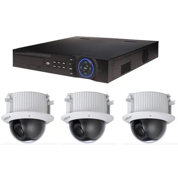 Kit Vidéosurveillance Dahua Enregistreur DVR et 3 Caméras Dôme Analogiques HDCVI