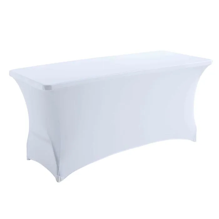 Housse élastique STRETCH blanc pour table pliante HPDE 180x75x74cm Oviala