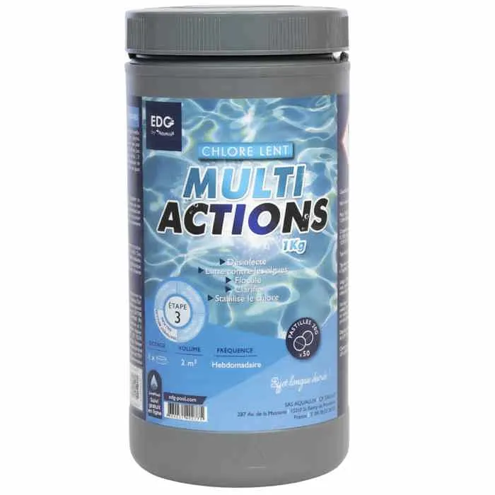 Pastilles Chlore Multiactions Edg By Aqualux 20 G 1 Kg Blanc Plastique