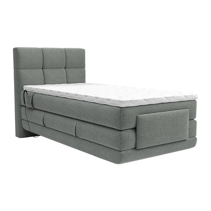 Ensemble complet boxspring tête de lit capitonnée + sommiers relaxation électrique + matelas + surmatelas - 100 x 200 cm - Tissu -