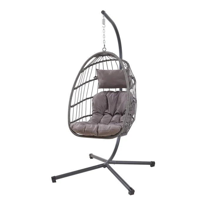 Fauteuil suspendu avec support Edeng 196 x 110 x 95 cm gris en.casa