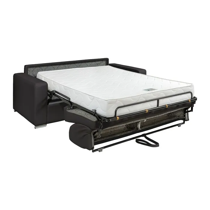 Canapé 3 places convertible express en simili noir - Couchage 140 cm - Matelas 18 cm CALITO