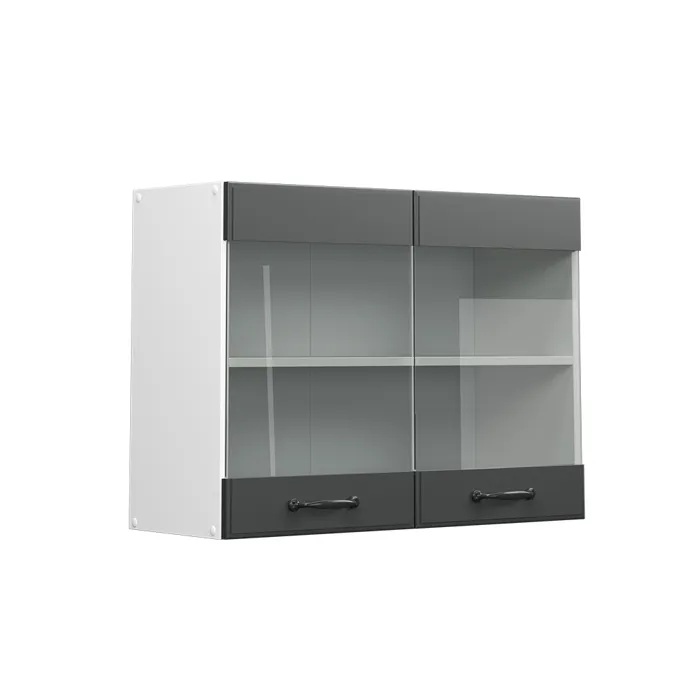Vicco Meuble de cuisine haut vitré Anthracite campagne 80cm
