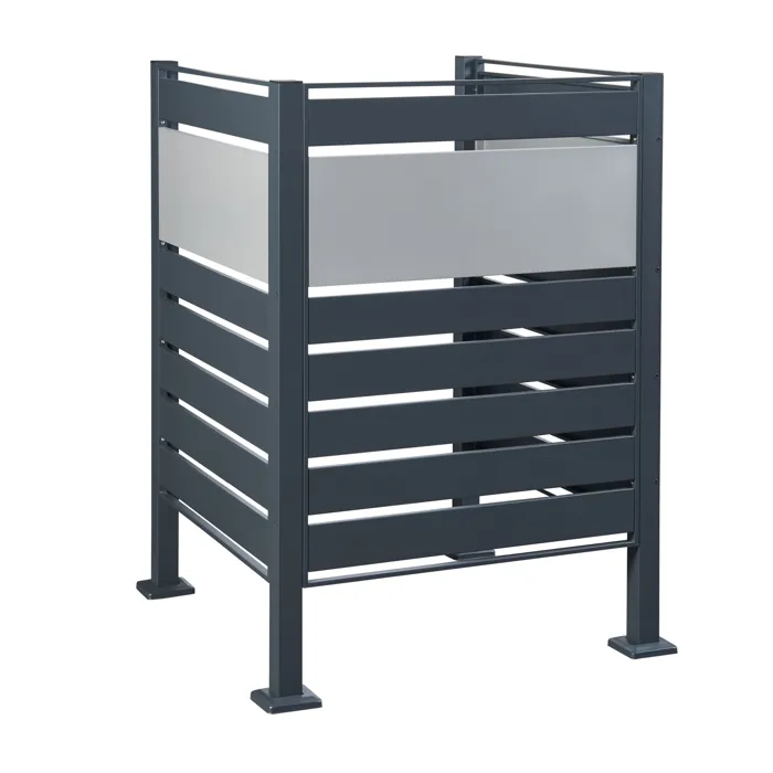 Cache-poubelle Uusikaupunki acier galvanisé 120 x 91 x 91 cm anthracite argent en.casa