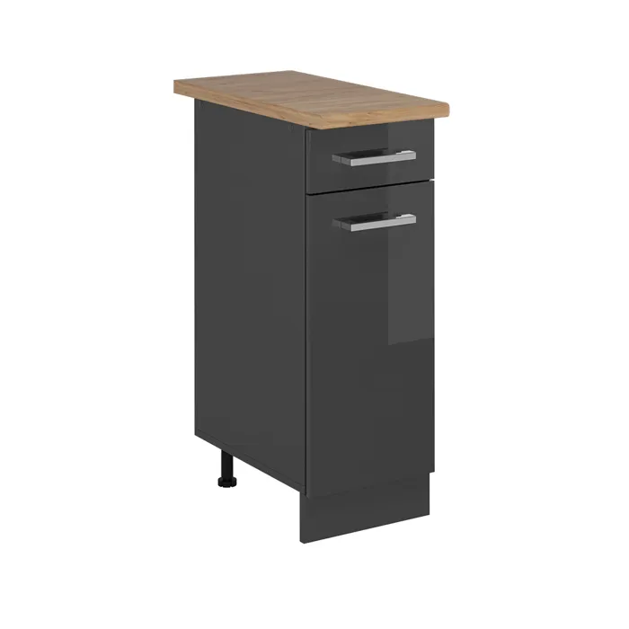 Vicco Meuble cuisine Anthracite Haute brillance 30cm, PT Chêne